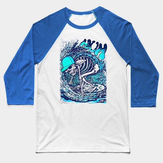 Surfer Skeleton by miskedesign Baseball T-Shirt by miskel